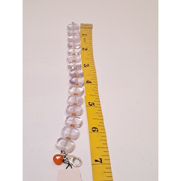 Peyote Bird Clear/Hint Of Purple Flat Rectangles & Orange Beads 7" Bracelet NWT - Picture 8 of 8